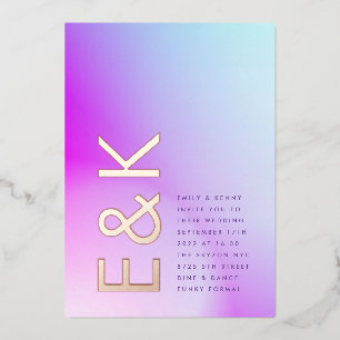 Ultra Moderne Gradient Lila Herbsthochzeit Folieneinladung