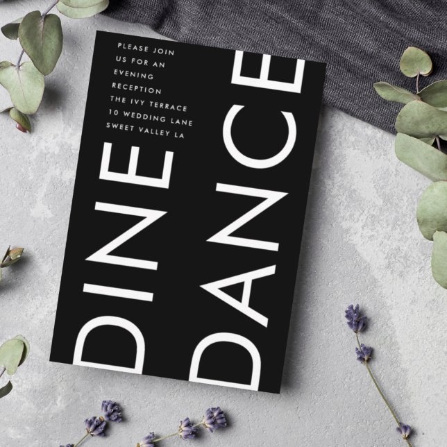 Ultra-MODERNE GROSSNAME DINE DANCE Hochzeit Begleitkarte (Von Creator hochgeladen)
