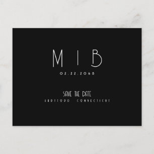 Ultra moderne Monogramm B/W Save-the-Date-Karte Postkarte