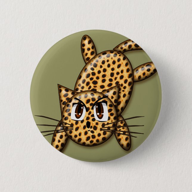 Ultra Niedlich Anime Leopard Kitty Button (Vorderseite)