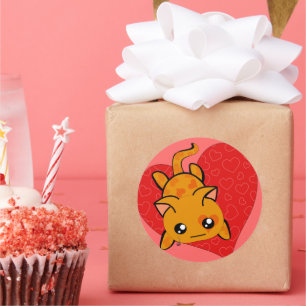 Ultra Niedlich Kawaii Valentine Kitty Runder Aufkleber