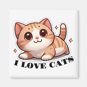 Ultra Niedlich Kitten I Liebe Katzen Magnet