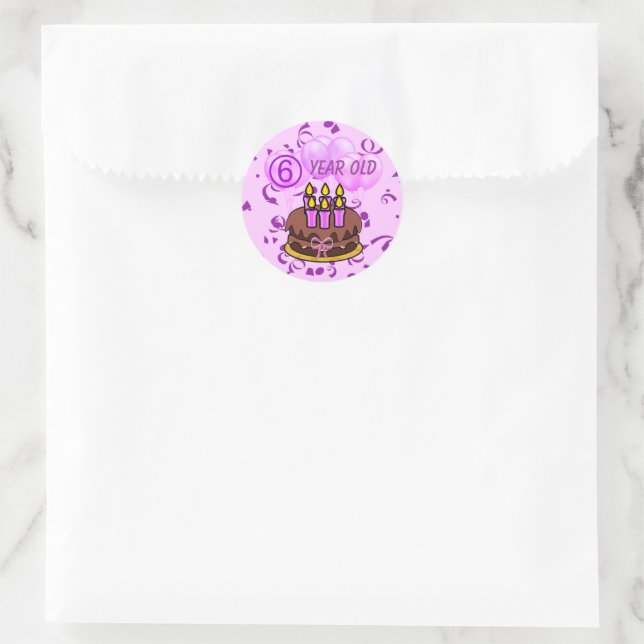 Ultra Niedliche Cake Sticker, 6 Jahre alt Runder Aufkleber (Tasche)