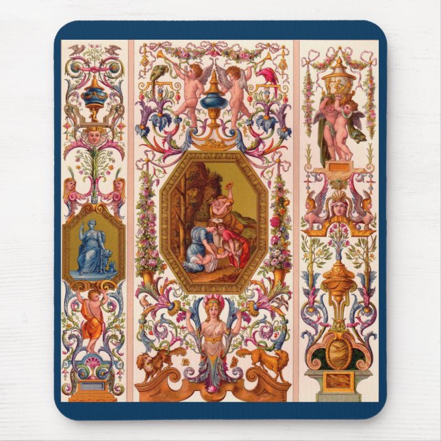 ultra opulent Barockdruck aus dem 17. Jahrhundert Mousepad (Vorne)