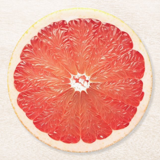 Ultra-Realismus Grapefruit Slice Beverage Coaster Runder Pappuntersetzer (Vorderseite)