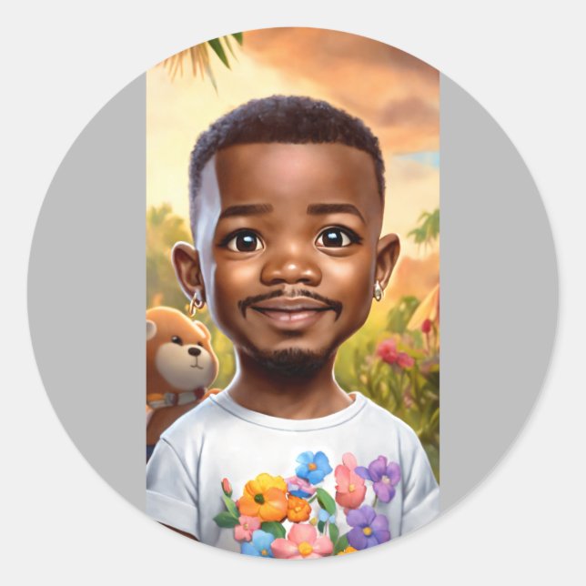 Ultra-Realistic Baby Jamie Foxx Cartoon with Big E Runder Aufkleber (Vorderseite)
