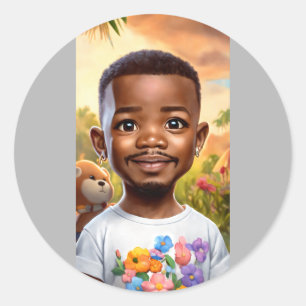 Ultra-realistischer Baby Jamie Foxx Cartoon mit gr Runder Aufkleber