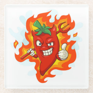 Ultra-Red-Hot-Cartoon-Chili Pepper Glasuntersetzer