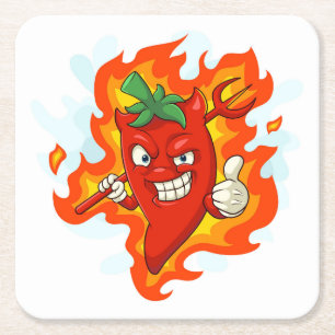 Ultra-Red-Hot-Cartoon-Chili Pepper Rechteckiger Pappuntersetzer