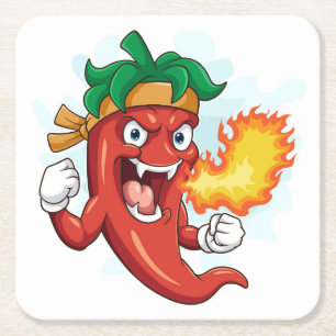 Ultra-Red-Hot-Cartoon-Chili Pepper Rechteckiger Pappuntersetzer