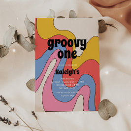 Ultra-Retro Groovy One 70er Jahre Stil Geburtstag Einladung