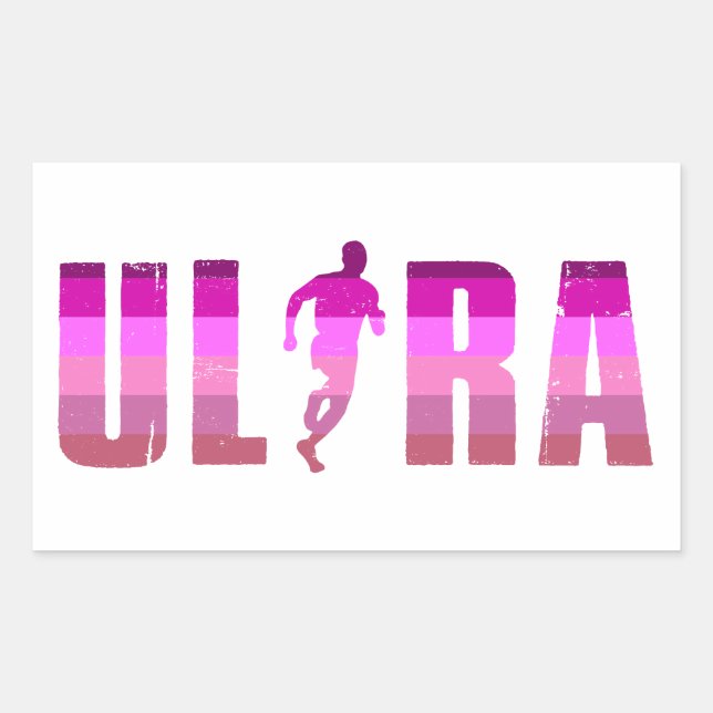 Ultra Running Rosa Lila Regenbogen Rechteckiger Aufkleber (Vorderseite)