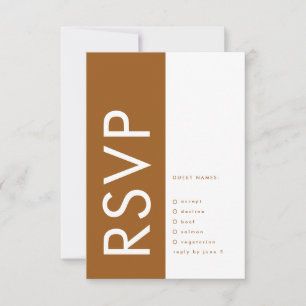 Ultra Terracotta Bold Big Monogram Bronze Wedding RSVP Karte