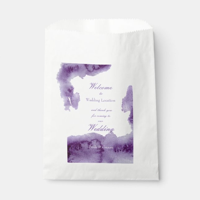 Ultra Violet Elegante Wasserfarbenhochzeit Geschenktütchen (Vorderseite)