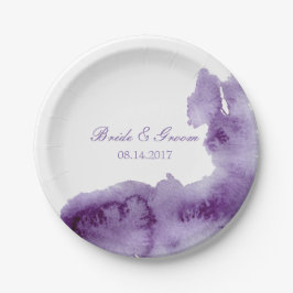Ultra Violet Elegante Wasserfarbenhochzeit Pappteller