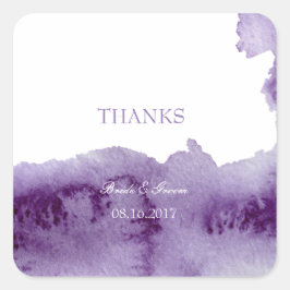 Ultra Violet Elegante Wasserfarbenhochzeit Quadratischer Aufkleber