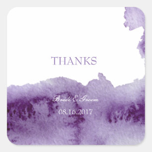 Ultra Violet Elegante Wasserfarbenhochzeit Quadratischer Aufkleber