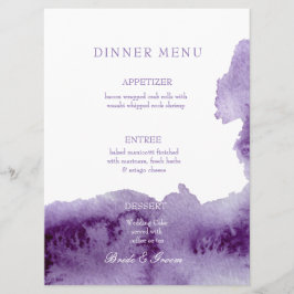 Ultra Violet Elegantes Hochzeitsmenü Menükarte