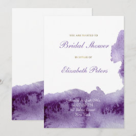 Ultra Violet Elegantes Wasserfarben-Brautparty Einladung