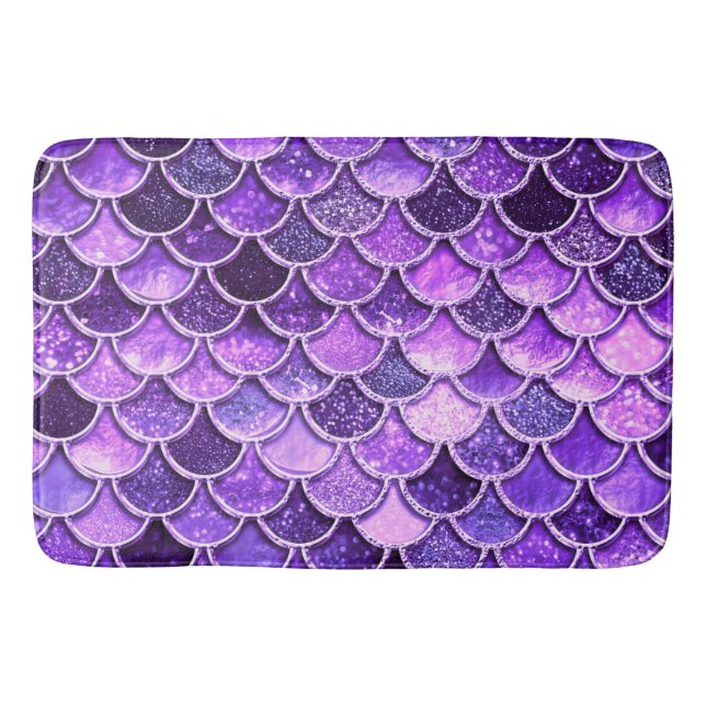 Ultra-Violet-Glitzer-Mermaid-Skala Badematte (Vorderseite)