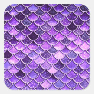 Ultra-Violet-Glitzer-Mermaid-Skala Quadratischer Aufkleber