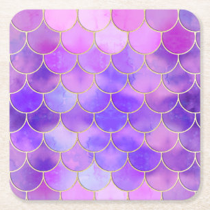 Ultra Violet & Gold Mermaid Scanner Rechteckiger Pappuntersetzer
