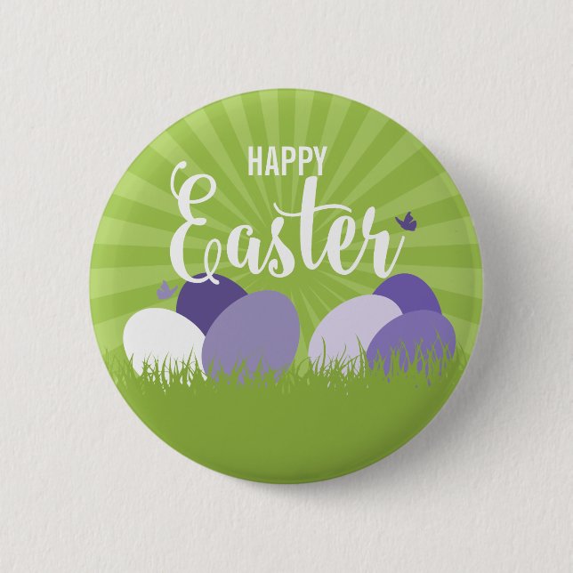 Ultra-Violet & Green Happy Oaster Button (Vorderseite)