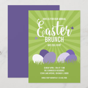 Ultra-Violet & Green Oaster Brunch Ei Hunt Card Einladung