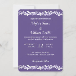 Ultra-Violet-Hochzeit einfach Lila und weiß Einladung