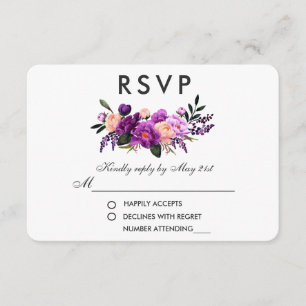 Ultra-Violet-Hochzeit mit Lila Blumenwasser P RSVP Karte