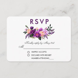 Ultra-Violet-Hochzeit mit Lila Blumenwasser RSVP Karte