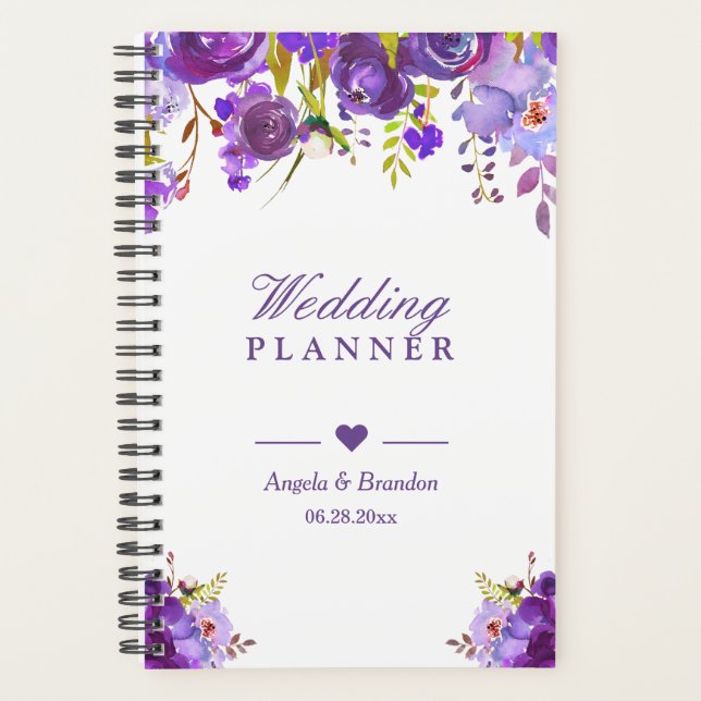 Ultra-Violet-Hochzeit mit Lila Wasserfarbe Planer (Vorderseite)