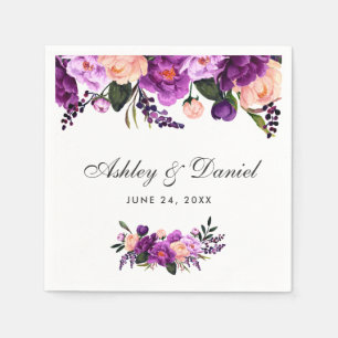 Ultra-Violet-Hochzeit mit Lila Wasserfarbe Serviette
