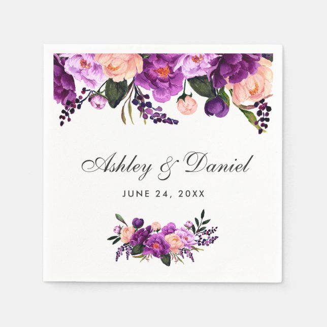 Ultra-Violet-Hochzeit mit Lila Wasserfarbe Serviette (Vorderseite)