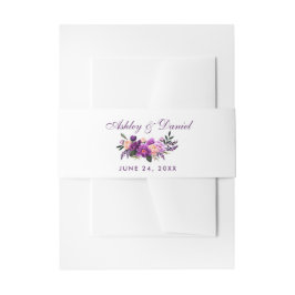 Ultra-Violet Lila-Aquarellblumen-Hochzeit PS Einladungsbanderole
