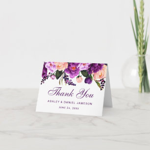 Ultra-Violet Lila Blumenhochzeit Vielen Dank Dankeskarte