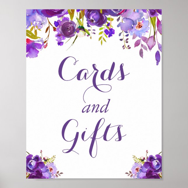 Ultra-Violet-Lila Blumenkarten und Geschenkzeichen Poster (Vorne)