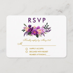 Ultra-Violet-Lila-Blumenwasser-Hochzeit G RSVP Karte
