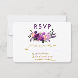 Ultra-Violet-Lila-Blumenwasser-Hochzeit G RSVP Karte