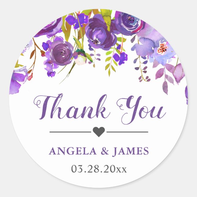 Ultra-Violet Lila-Flora-Gastgeschenk Hochzeit Viel Runder Aufkleber (Vorderseite)