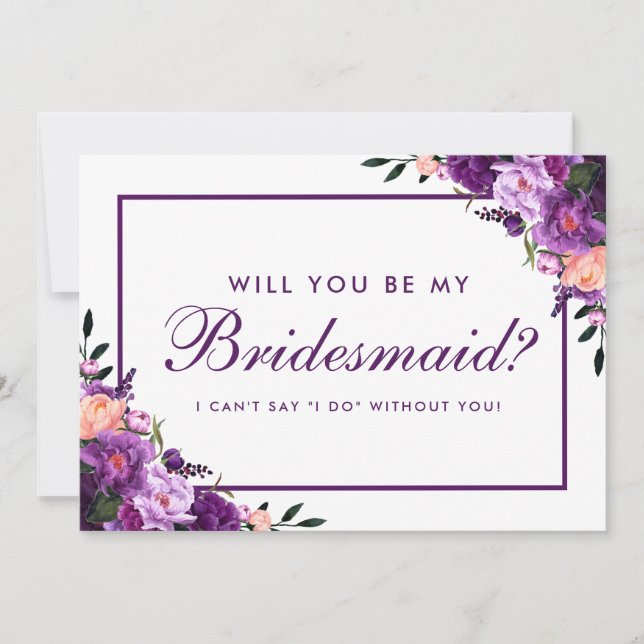 Ultra-Violet Lila-Floral-Bridesmaid PS Einladung (Vorderseite)