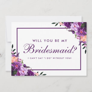 Ultra-Violet Lila-Floral-Bridesmaid PS Einladung