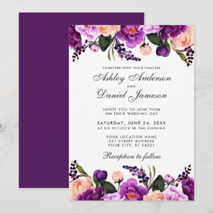 Ultra-Violet-Lila Floral Wedding Einladung GP