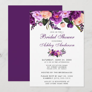 Ultra-Violet-Lila-florales Brautparty - Einladung 