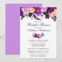 Ultra-Violet-Lila-florales Brautparty Einladung V