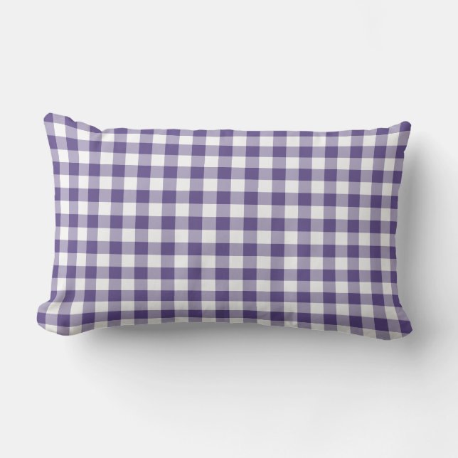 Ultra Violet Lila Gingham Pattern Lendenkissen (Vorderseite)