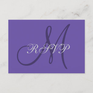 Ultra Violet Monogram Elegant Wedding RSVP Card Karte