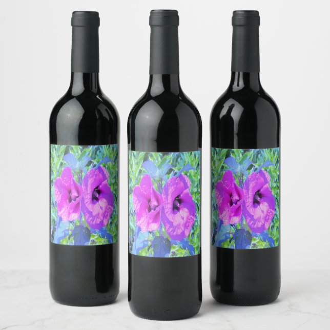 Ultra-Violet Plum Crazy Lila Hibiskus Blume Weinetikett (Flaschen)