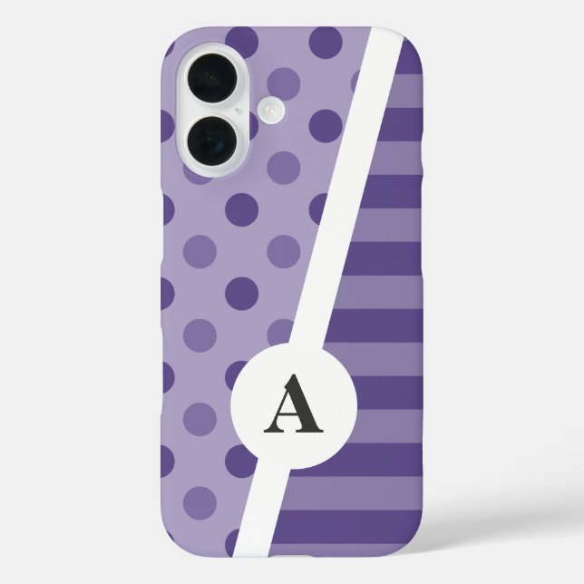 Ultra-Violet-Polka-Dot und Stripmuster iPhone 16 Hülle (Rückseite)