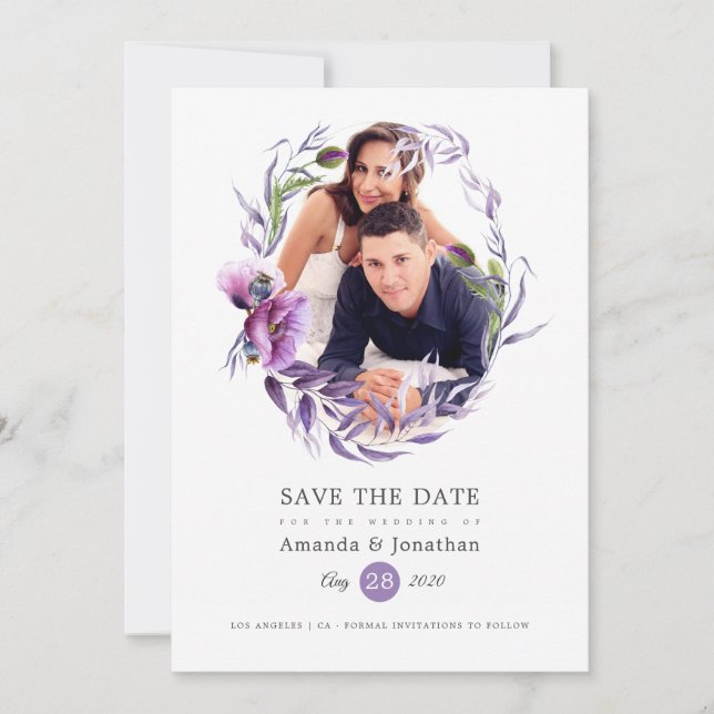 Ultra-Violet-Poppy-Foto-Hochzeit Save The Date (Vorderseite)